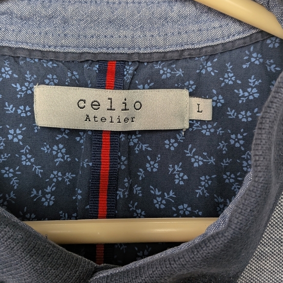 CELIO Polo Men Shirt Size Large (Run Smaller) Navy Blue And White Colors - Picture 5 of 8